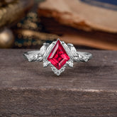 Kite Cut Nature-Inspired Ruby Engagement Ring